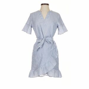 Vineyard Vines Nautical Striped Seersucker Wrap Mini Dress